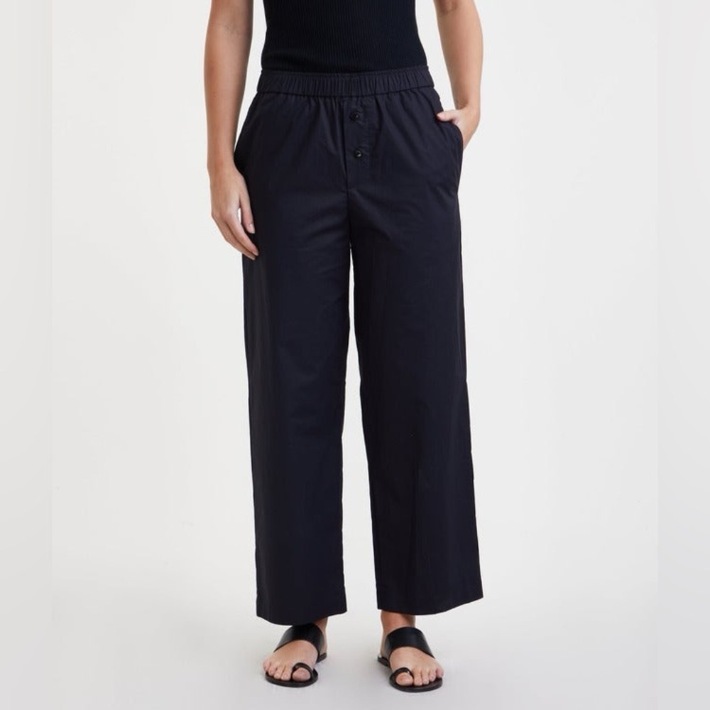 By Malene Birger Cotton Straight Leg Pull On Elastic Pants Black Size 44 Xl